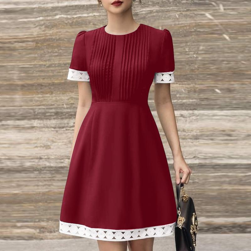 

ZANZEA Женское повседневное летнее платье с круглым вырезом и коротким рукавом M