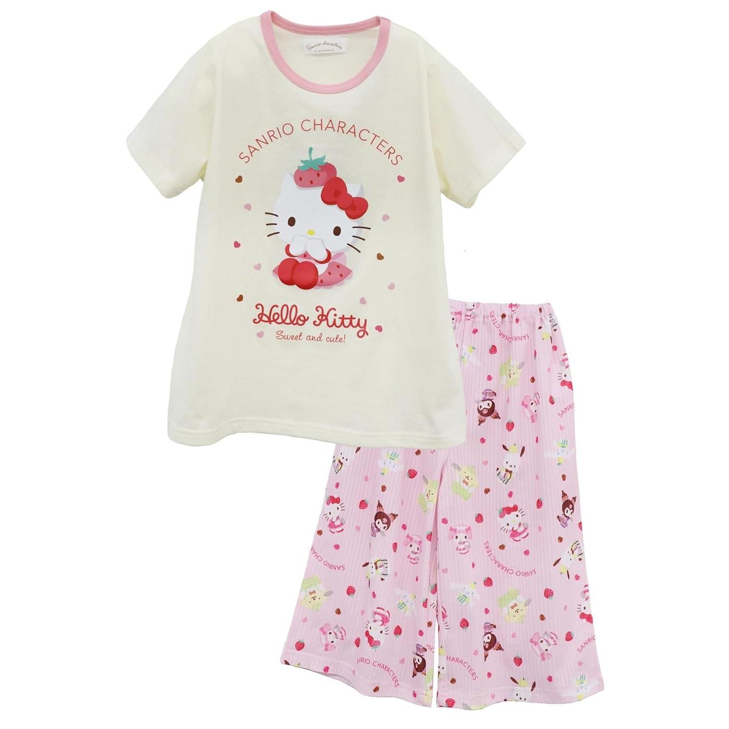 Kaitakufamily Sanrio Characters Kids Pajamas Loungewear Short Sleeve 6-Length Pants Set Summer