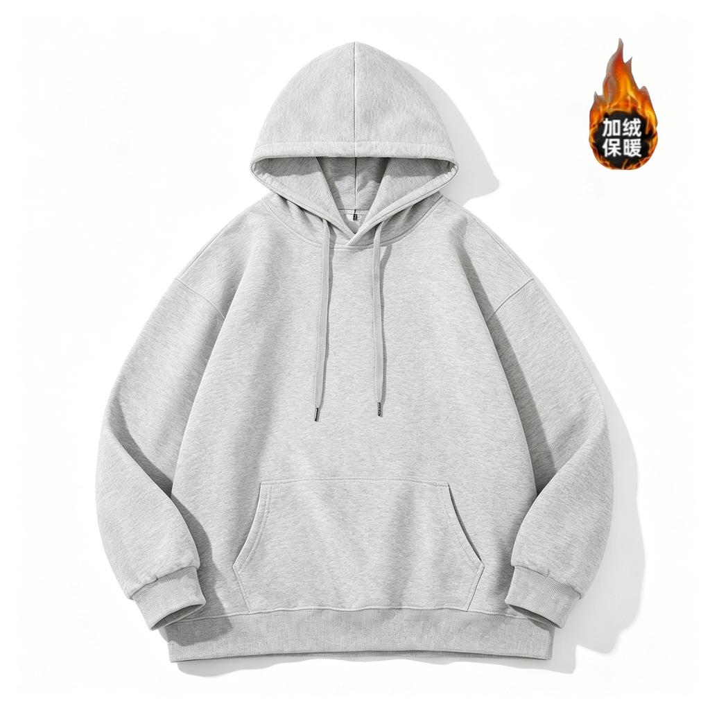 Fleece high quality 420g small shoulder thickened hooded sweater silver fox fleece light board sweater whiteboard hooded sweater