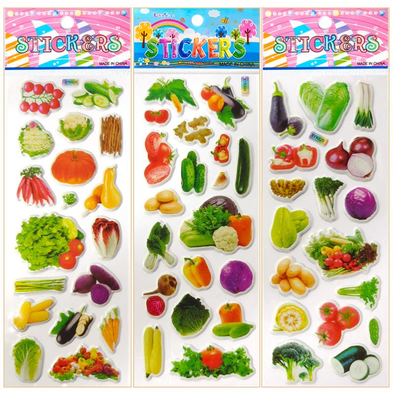 6/12 Sheets 3D Puffy Stickers Fruit Vegetable Bulk Stickers Scrapbook Decoration Birthday Festival Gifts for Adults Boy Girl ZYF