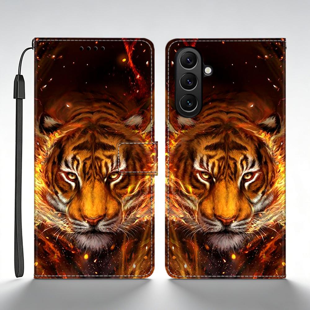 For Samsung Galaxy A35 Case Leather Wallet Flip Case For Samsung Galaxy A35 5G Phone Cover Printed Flower Cat Coque Fundas Shell Samsung A35 5G