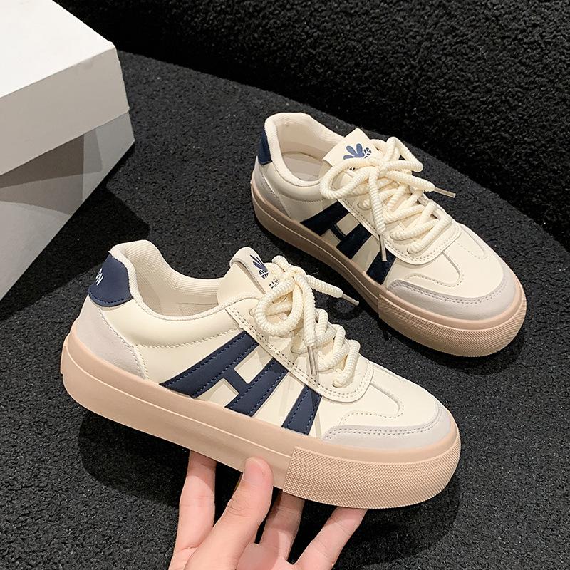 thick-soled German training shoes, spring and autumn white shoes for women's  new student versatile casual lace-up popular sports board shoes