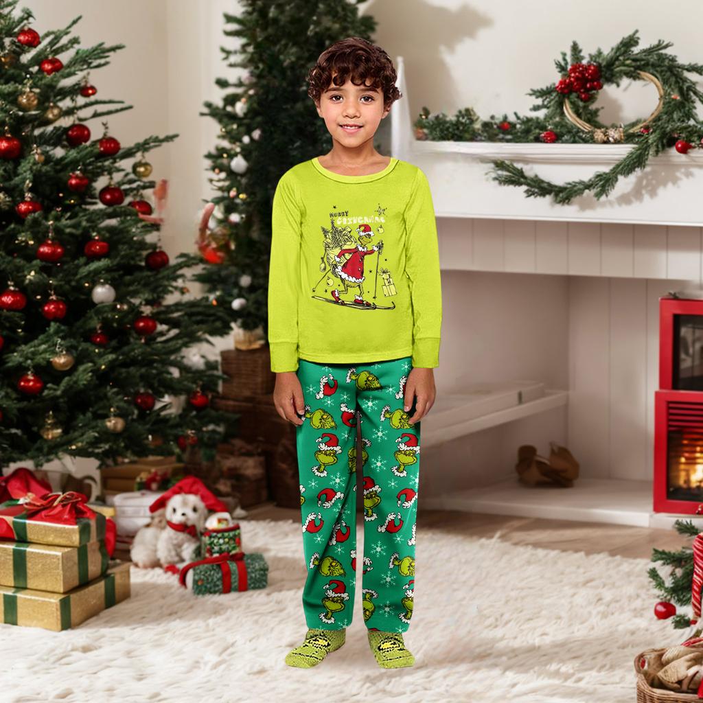 Parent-child Christmas Print Home Suit Long-sleeved Top And Pants