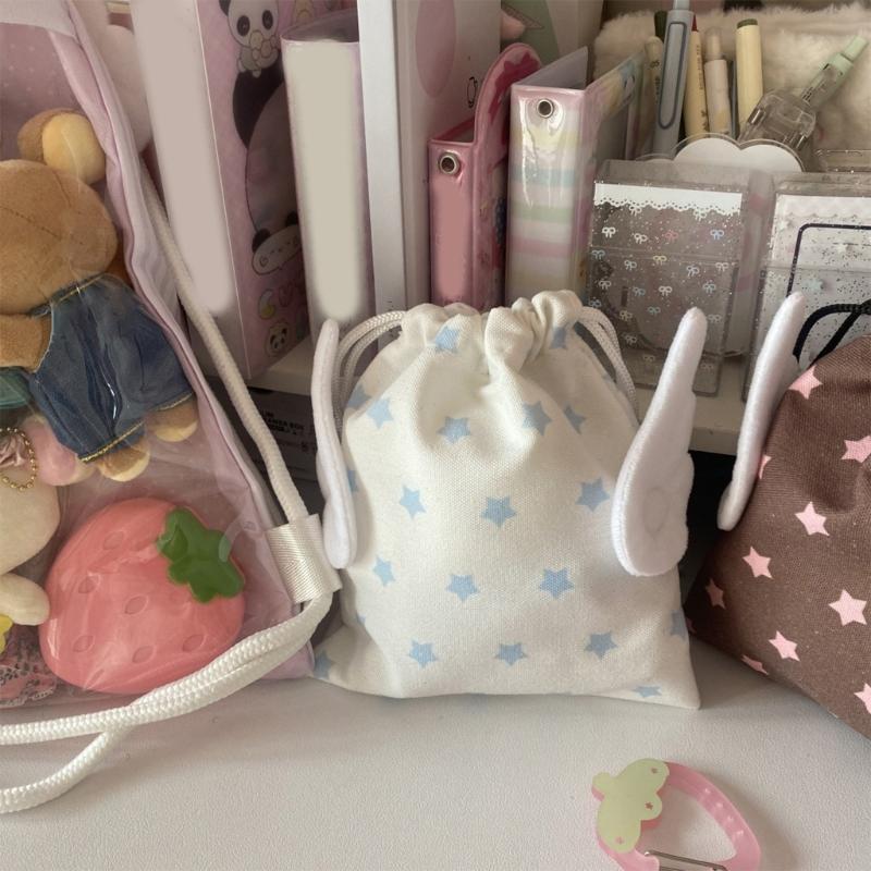 Soft Plush Fabric Storage Bag With Star And Wing Motifs Durable Kids Room Organizers For Books Toy Accessories
