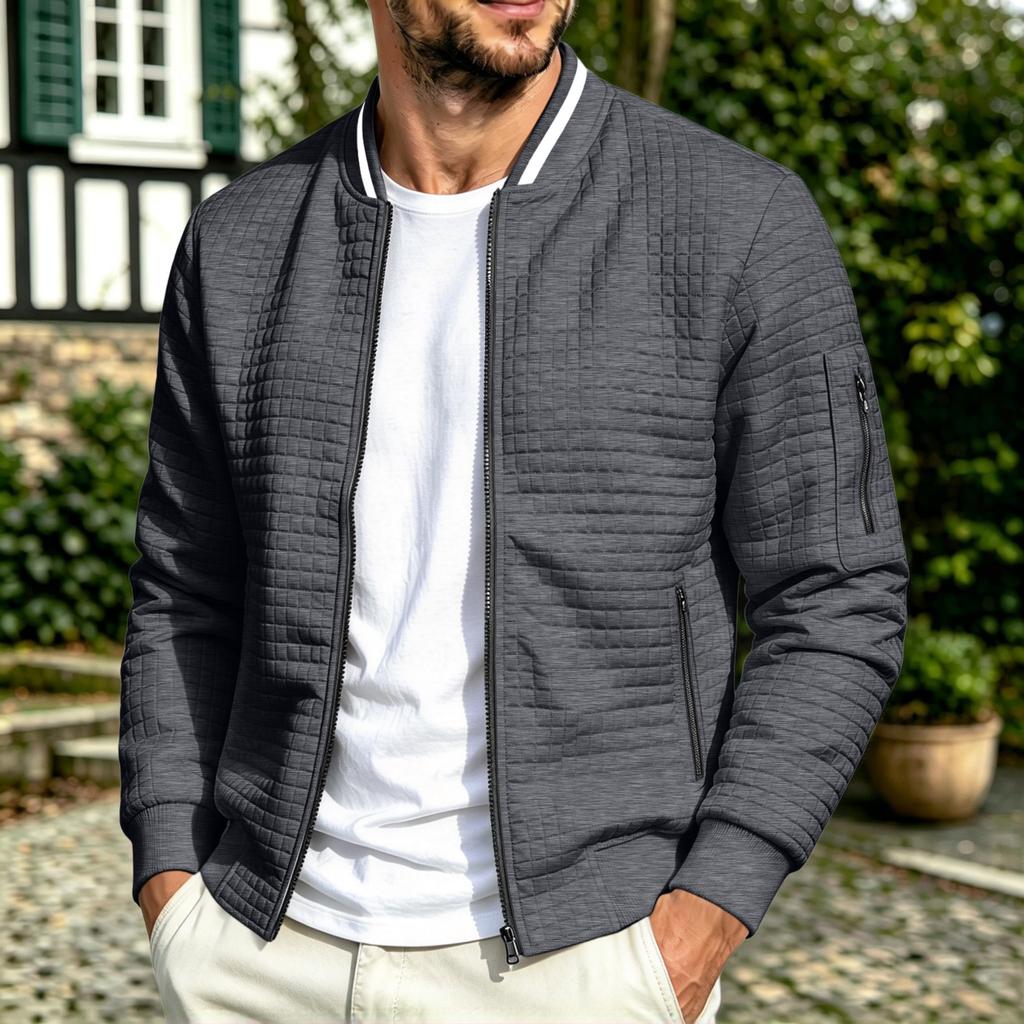 Men's Casual Zip-Up Stand Collar Jacket for Sports and Everyday Wear, Athletic Outerwear