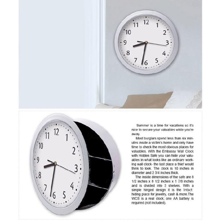 קופסת שעון קיר דקורטיבית עם כספת נסתרת לאחסון תכשיטים ומזומנים, מקום מסתור לחפצי ערך, קישוטי בית