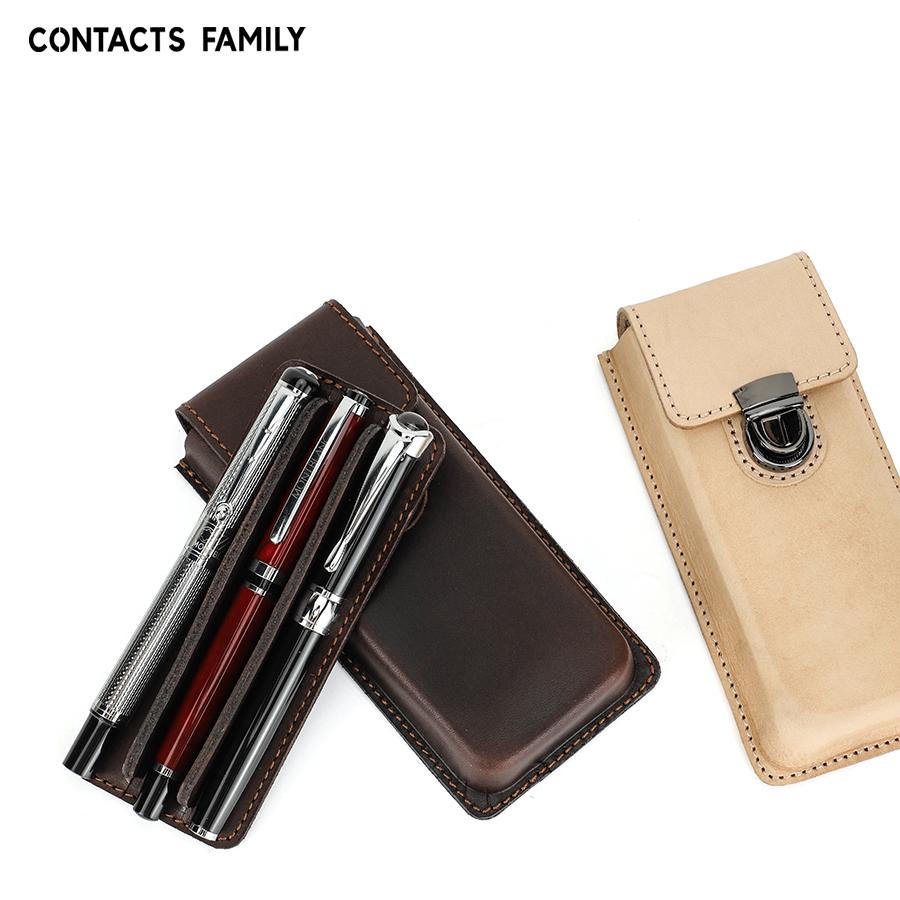 Handgefertigte Leder Stifte Aufbewahrungsbox Tragbar 3-Schlitz Display-Etui für Abnehmbare Füllfederhalter Organizer CF9052