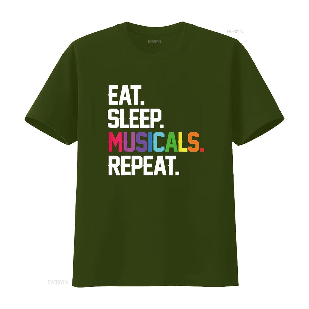 Musicals Eat Sleep Repeat T Shirt vintage Washed Slightly graphic Versatile Top For Everyday Wear streetwear designer clothes