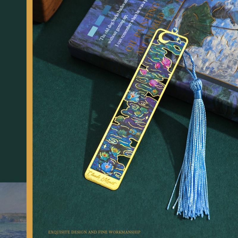 Retro Floral Painting Metal Bookmark Hollow Bronzing Bookmark With Tassel For Book Club Reader Writers Book Lovers Students