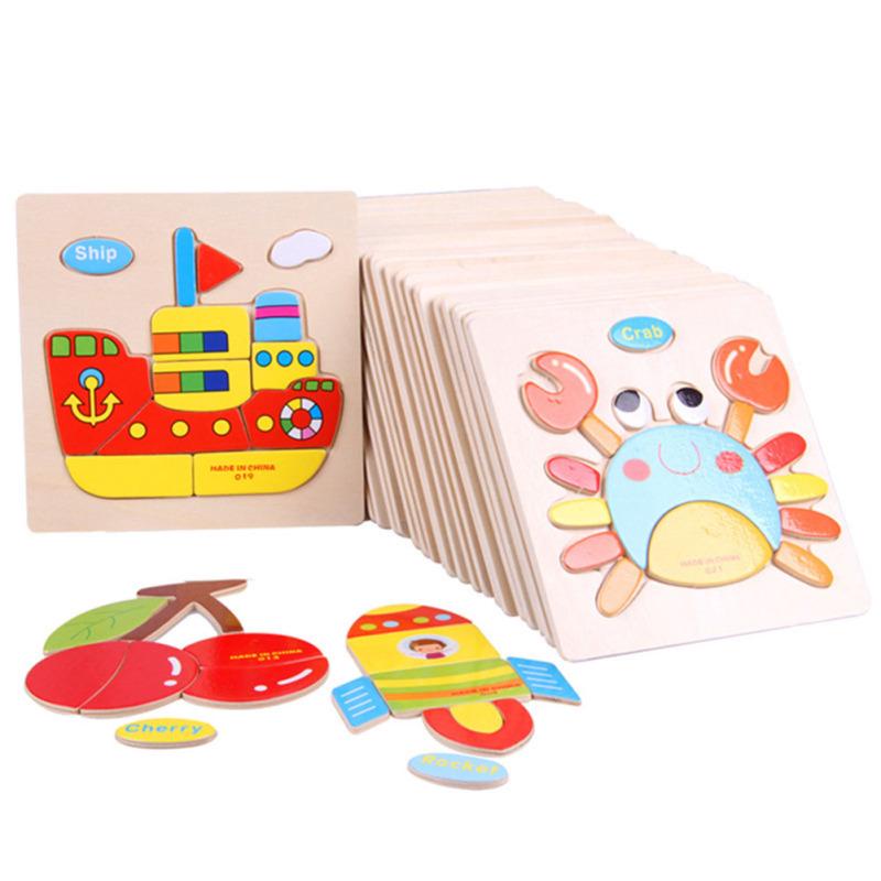 Wooden Puzzle Toy Children Building Blocks Cartoon Animal Boys Girls Early Childhood Toys