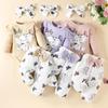 Set Bodysuit cu Mânecă Lungă și Pantaloni cu Fundiță Elefant Bebeluș