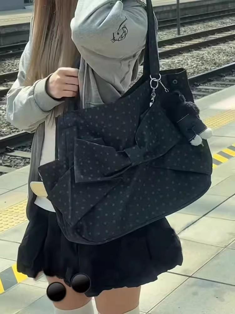 

Large capacity commuter bag, hand-held underarm bag, shoulder bag, broken diamond, multi-pocket tote bag, pleated bow canvas bag.