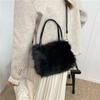 Winter Simple Soft Plush Shoulder Bags for Women Solid Color Ladies Faux Fur Crossbody Bag Versatile Femlae Bucket Handbags