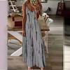 LYRIA Women's Casual Loose V-neck Tie Dye Printed Spaghetti Maxi Dress Summer Beach Vacation Long Dress 5XL