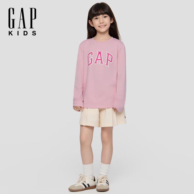Gap Girls  2025 Autumn Logo Print Cotton Long-Sleeve T-Shirt 130/64