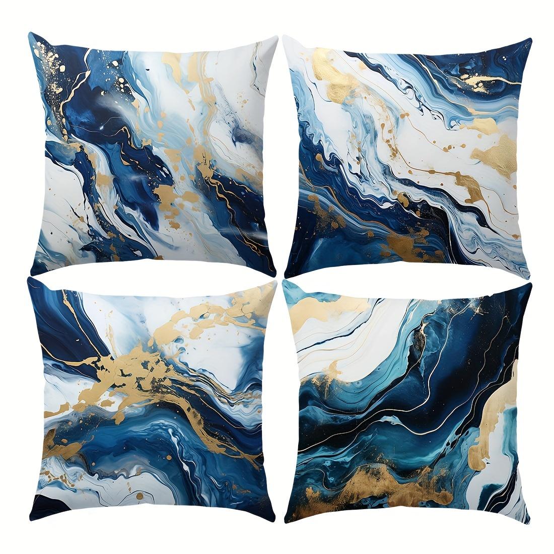 

4-piece Blue Pillow Covers, Healthy and Comfortable, Stylish and Practical,Sofa, Bed, Single-sided Print, Insert Not Included 35x35cm 4pcs
