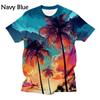 New Palm Tree Sunset Graphic Men's/women's Fashion 3D T-shirt Comfortable and Breathable Shirt Casual Funny Men's Summer Tees