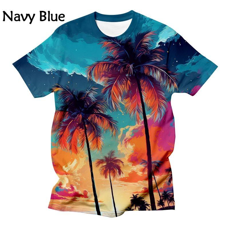 New Palm Tree Sunset Graphic Men's/women's Fashion 3D T-shirt Comfortable and Breathable Shirt Casual Funny Men's Summer Tees