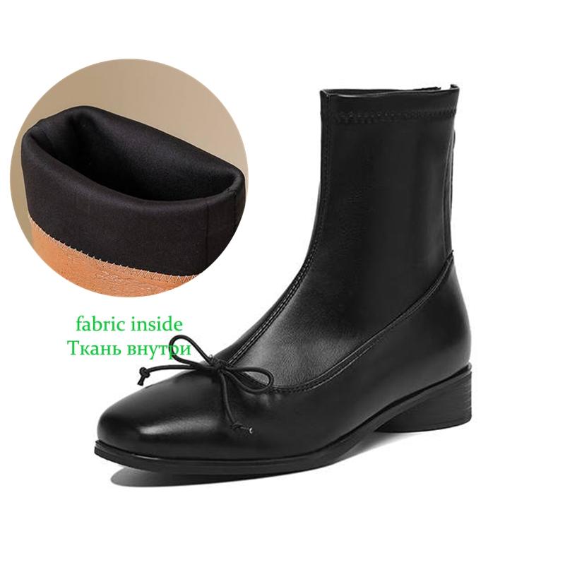 Krazing Pot Microfiber Winter Square Toe Modern Size 33 Boots Size 43 Butterfly-knot Med Heels Zipper Women Ankle Boots 34 6320₽