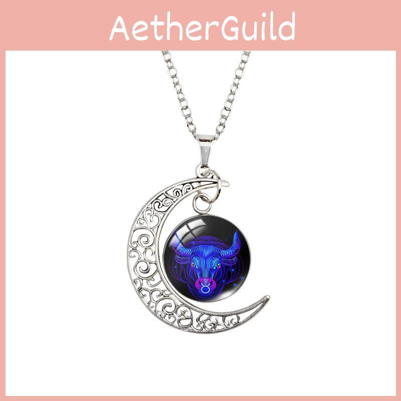 Unique Zodiac Moonlight Gemstone Necklace In Radiant Colors For Trendy Women