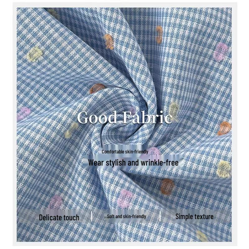 Women's High Waist Blue Polka Dot Straight Leg Pants - Summer Petite Ice Silk, 145-150cm, Wide Leg Design.