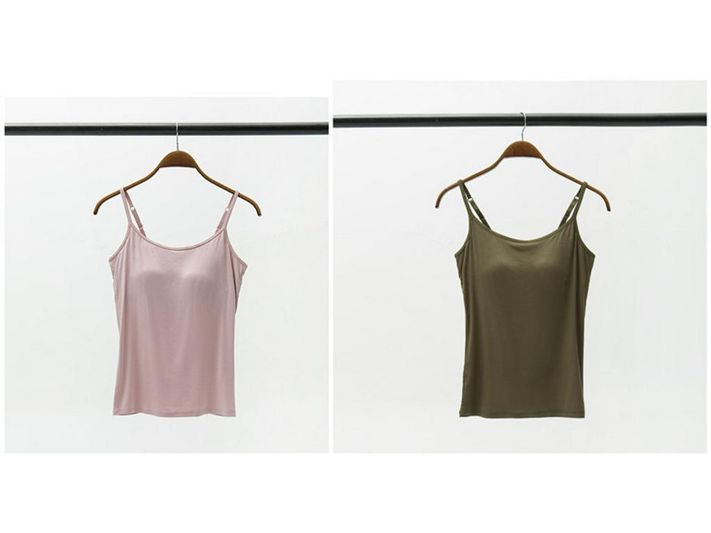 Modal Padded Wireless Camisole Vest with Integrated Bra for Women