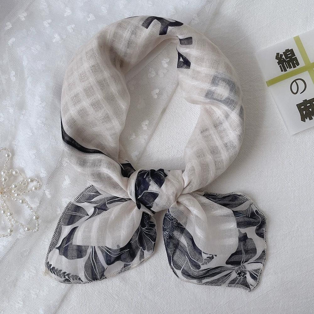 58*58Cm Women Square Neckerchief And Headscarf Female Floral Print Small Shawls Scarves Spring Summer Headband Scraves