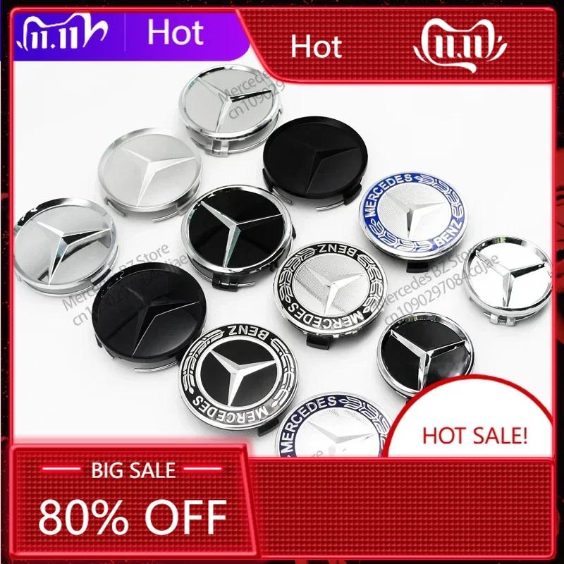 C200 E200 For Mercedes Benz 4PCS 75mm 60mm Car Wheel Center Hub Caps Cover for Mercedes Benz AMG B/C/E/S Class A Class GLC GLK C