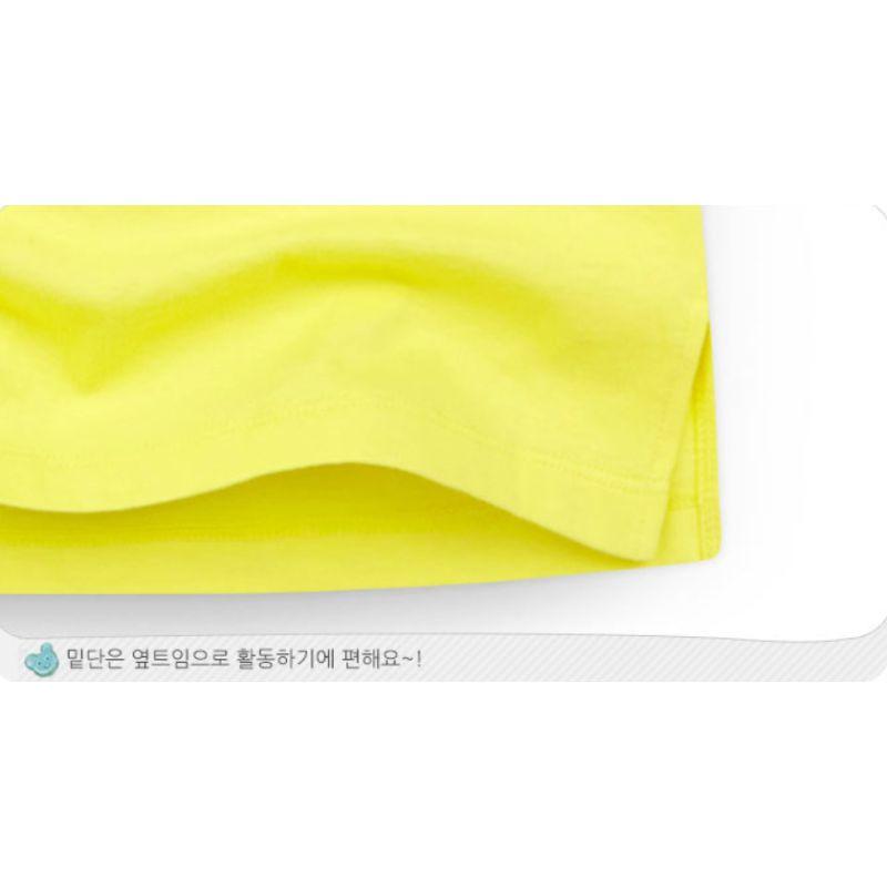 Korean Design Kids Yellow Outfit Set Cotton Top Pants Children Casual Wear