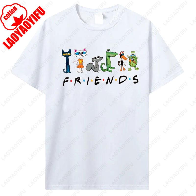 

Women Shirt The Pete Cat Friends Children s Book T-Shirt Groovy Cat Sweatshirt Kindergarten Teacher Tees Cotton Tops Ropa Mujer S