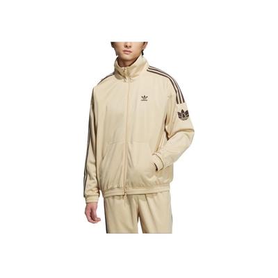 Originals Classico Retro Tre Strisce Logo Lettera Sportivo Ampio Collo Alto Manica Lunga Giacca Uomo Giacca Nebbia-Marrone Chiaro JL8399