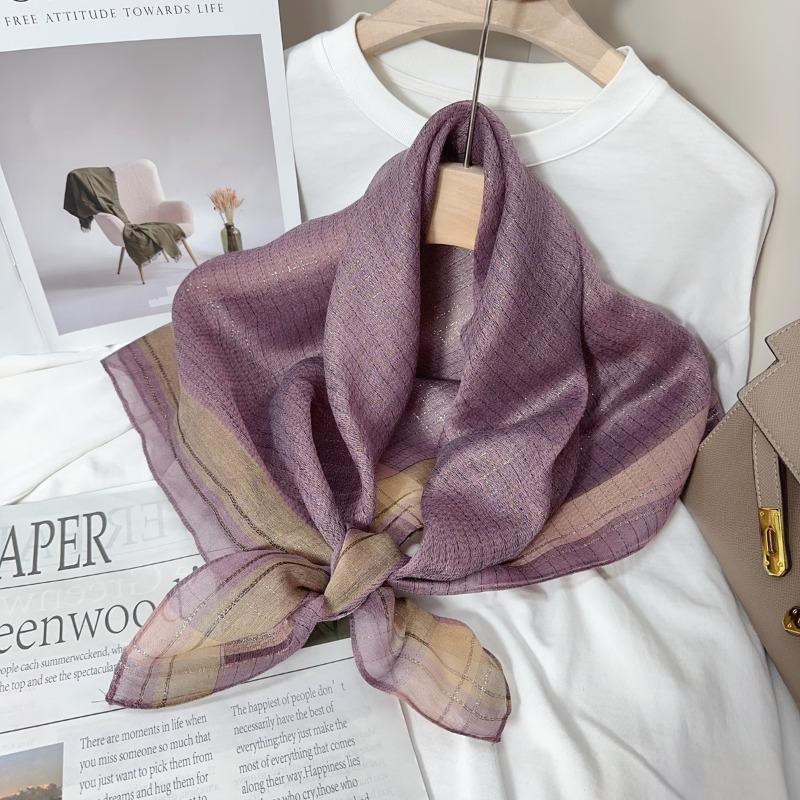 90 square scarf silk scarf women's new fashion color matching versatile neck protection scarf scarf simple gold thread scarf yarn shawl