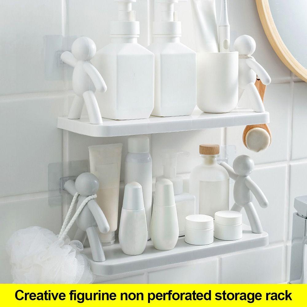 White Color Wall-Mounted Storage Rack Waterproof Design Office Storage Accessories  Home Storage