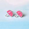 Beixi Sweet Pink Umbrella S925 Sterling Silver Earrings - Cute Kawaii Girl Ear Accessories