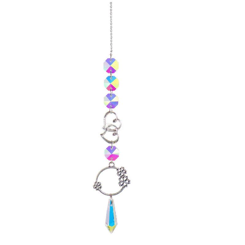 Hanging Crystal Pendant Garden Suncatcher Wind Chimes Rainbow Prism Crystal Chain for Window Drop Bell Christmas Tree Home Decor
