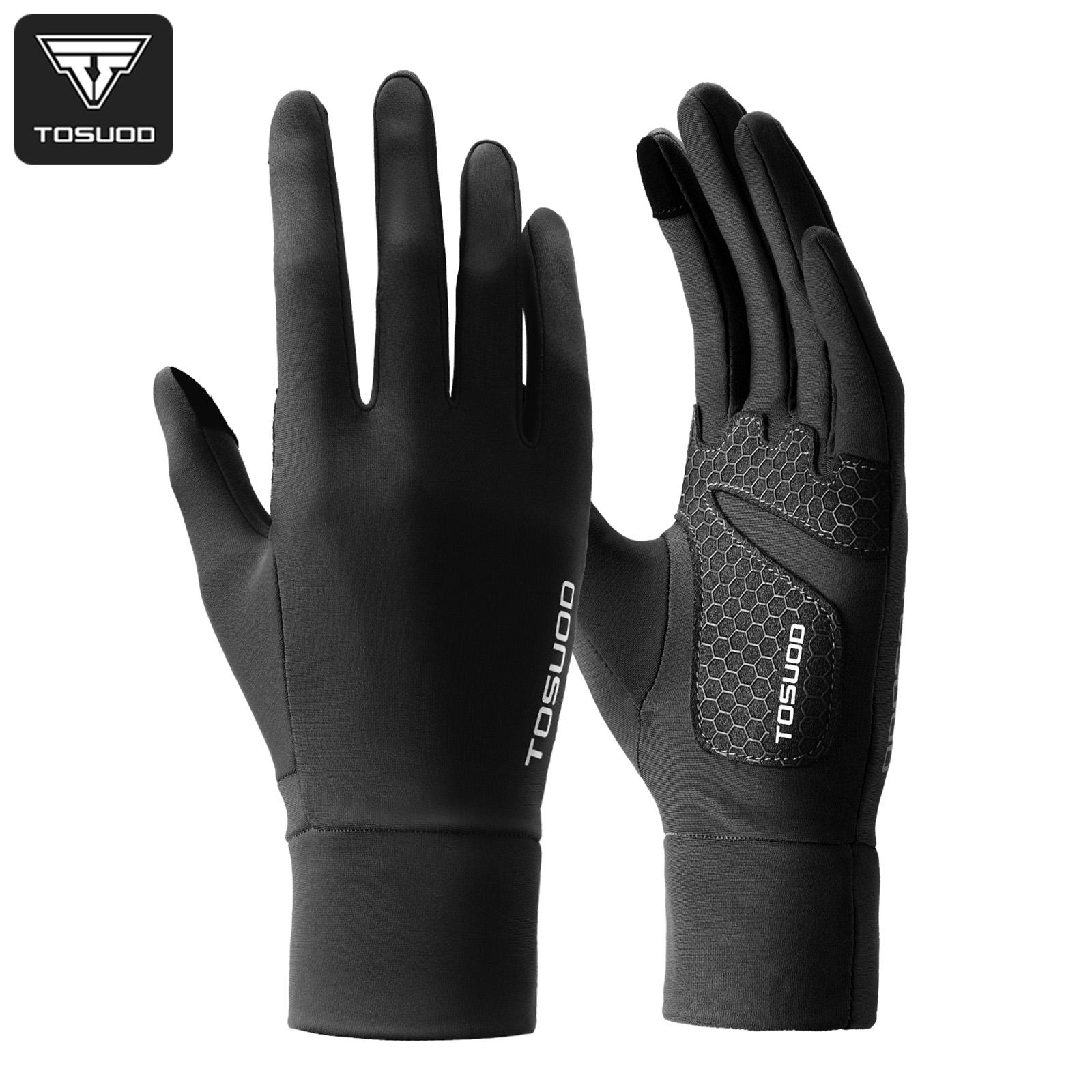 TOSUOD Cold Weather Cycling Gloves, Thermal Fleece Full Finger with Touchscreen & Shock-Absorbing for Men Women M