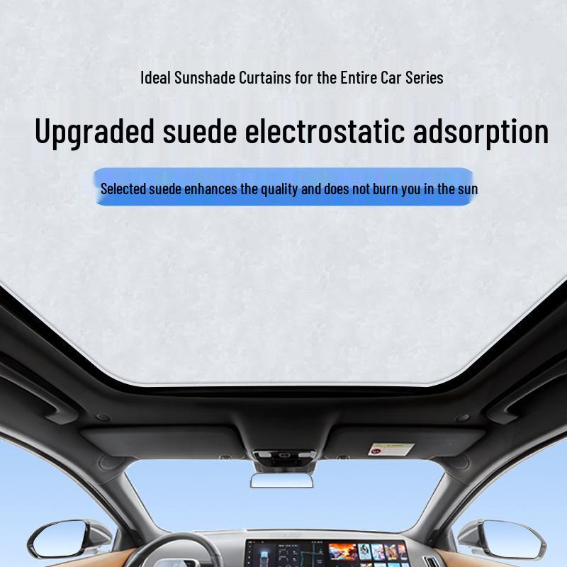 Compatible with Li Auto L6-L9 Silicone Electrostatic Sunroof Sunshade Black [Silicone]