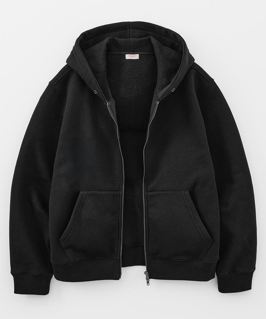 Takeasy [Crop T-Shirt Added] Eyelet Crop Zip-Up Hoodie (Black)