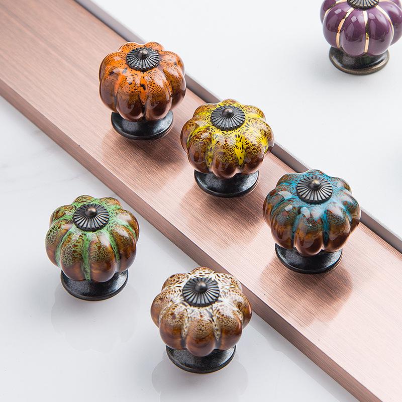 Ceramic Pumpkin Leopard Print Wardrobe and Cabinet Handle