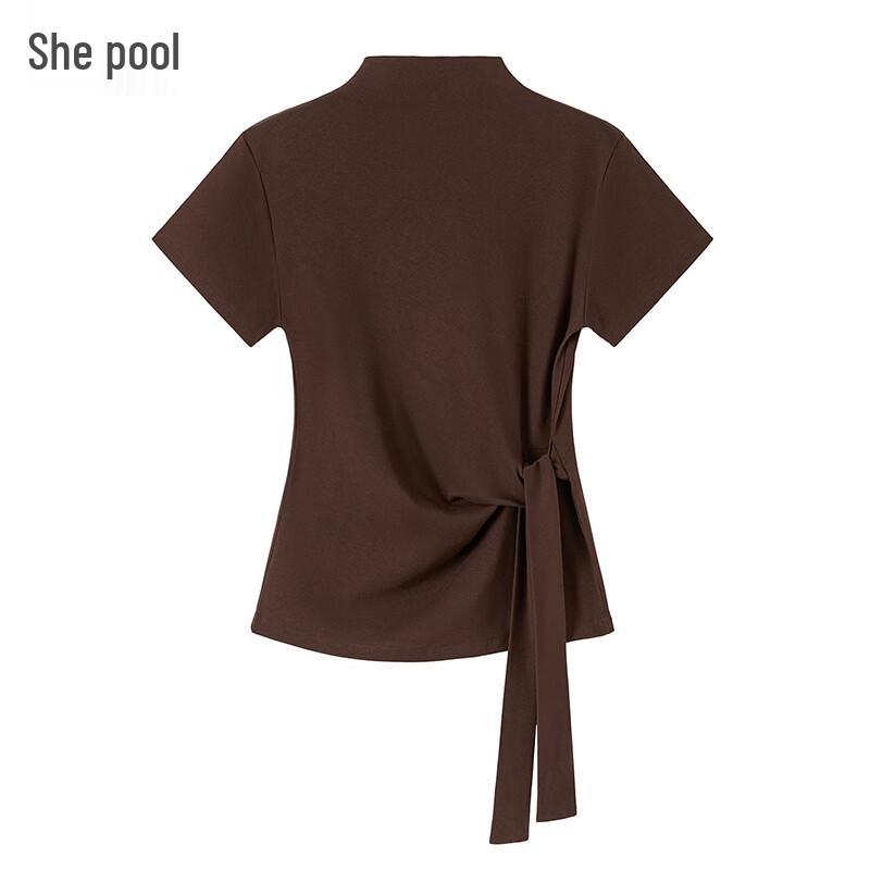 Women s Solid Mock Neck Short Sleeve T-Shirt S