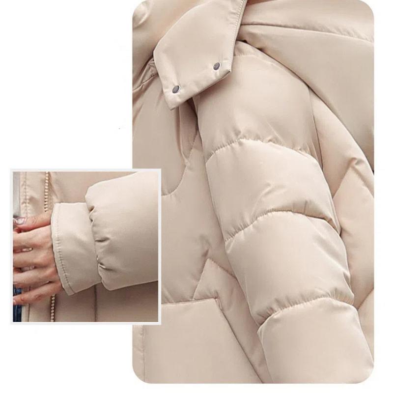 2025 New Winter Long Down Cotton Jacket For Women Zipper Hooded Parkas Coat Female Loose Padded Thicken Warm Snow Wear Jackets