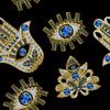 Royal Samt Stoff Polyester Zum Nähen - Motiv Hamsa Auge Des Propheten