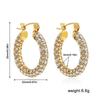 Stainless Steel Plated 18K Gold Kink Earrings Diamond Twist Pearl Exaggerated Full Diamond Earrings