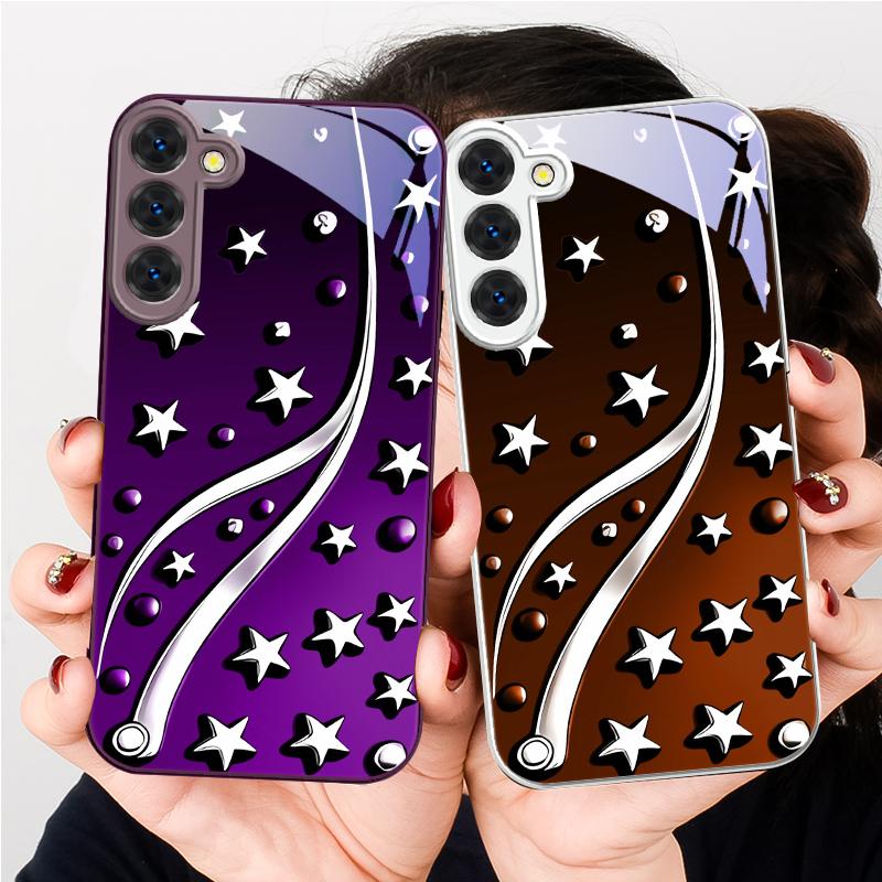 Deep Night with Stars For Samsung S26 S22 S8 S9 10 S20 Ultra S21 Pro S22 Plus S23 FE S24 Ultra S25 Edge S24+ Glass Phone Case