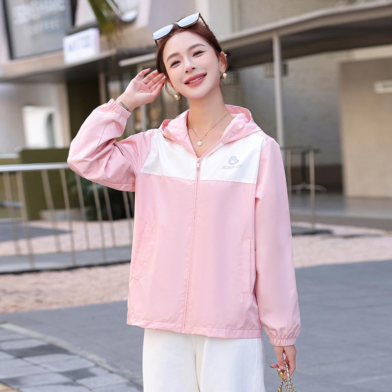 Outdoor Jacket New Small Color-blocking Hooded Casual Spring Autumn Waterproof Thin Short Women's Jacket