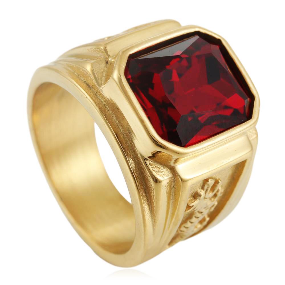European and American Jewelry Multi-colored Gemstone Shuanglong Ring Retro Trendy Man Personality Big Gemstone Ring 2026 No. 7