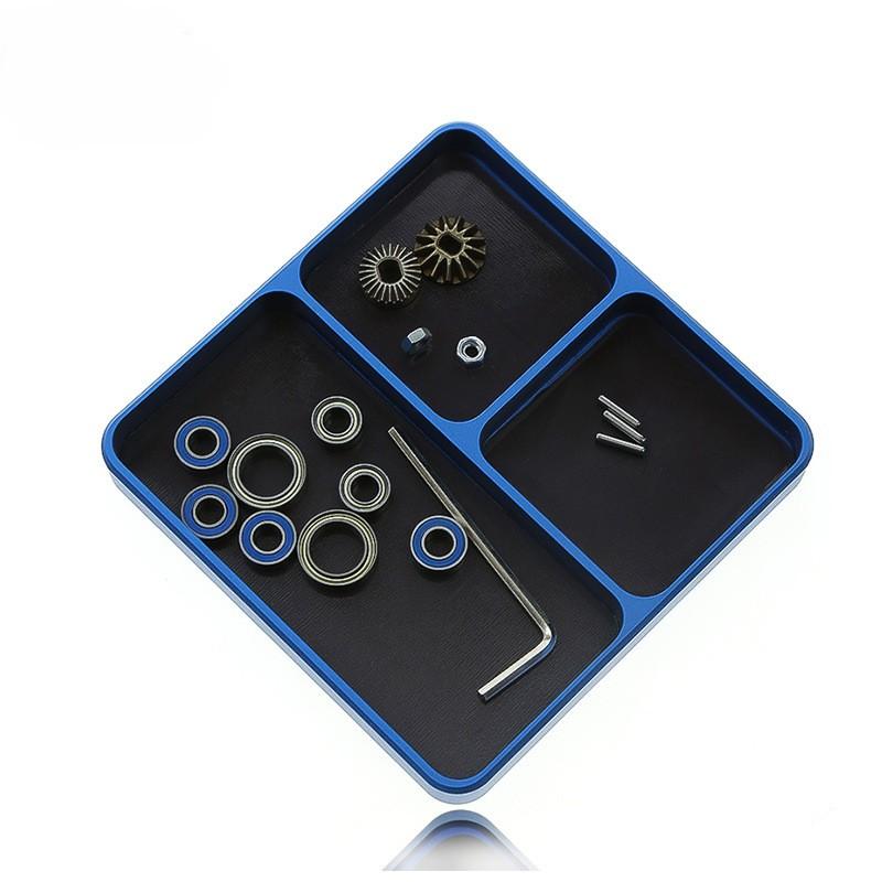 RS 98*98*11mm CNC Aluminium Magnetic Screw Tray Nut Gasket Storage Tool for RC Car Boat Airplane Model