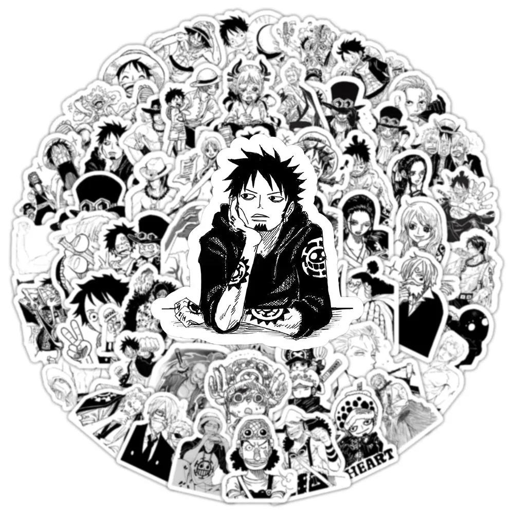 10/30/50/100pcs Black White Anime Luffy Zoro Stickers Cartoon ONE PIECE Decals DIY Skateboard Car Cool Manga Graffiti Sticker