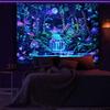 Leofanger Blacklight Fantasy Forest Tapestry Aesthetic Moon Tapestry UV Reactive Neon Galaxy Space Wall Tapestries Trippy Plant Floral Tapestries