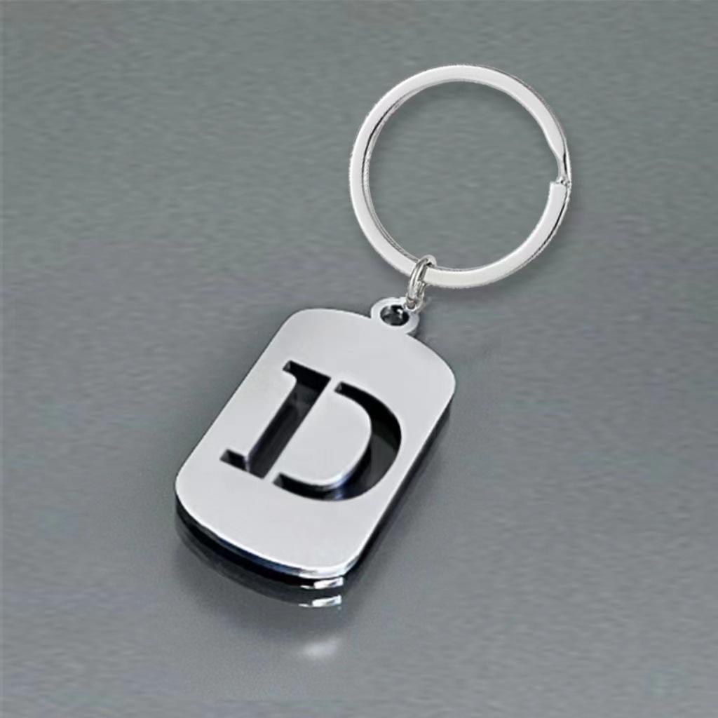 Stainless Steel 26 English Letters Keychain - Stylish Alphabet Pendant for Backpack or Car